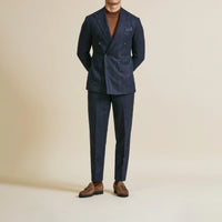 Suit - Navy Alpaca Wool Blend with Cinnamon Stripe 5960 OMJ Clothing