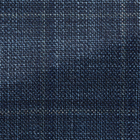 Sport Coat - Loro Piana Two Blue Wool-Silk Basketweave with Check 9079 OMJ Clothing