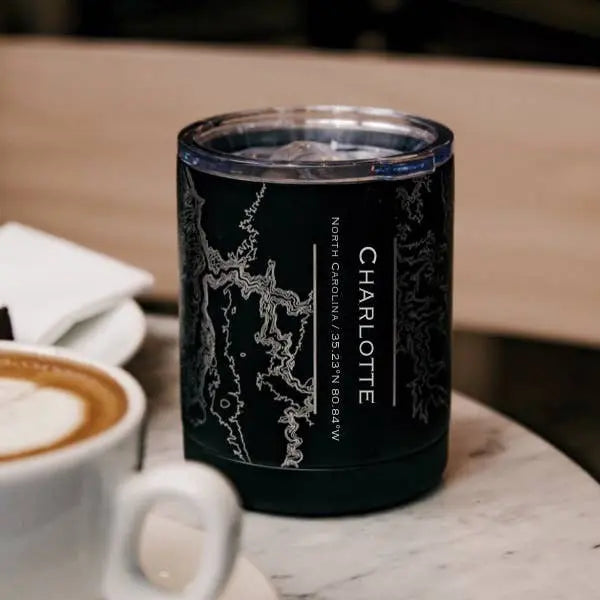 Charlotte NC Map Insulated Cup in Matte Black JACE.design