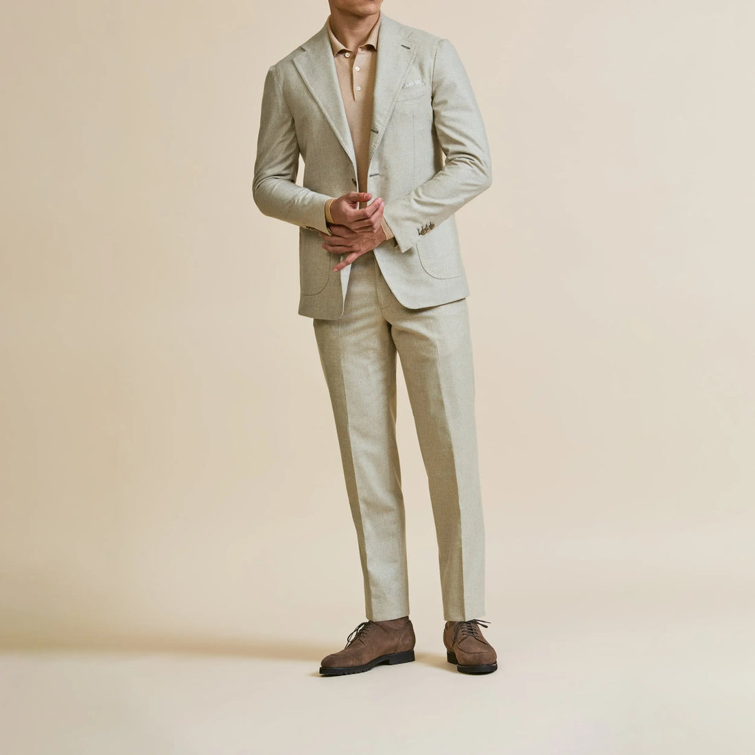 Suit - Beige Wool-Cashmere Glencheck 5915 OMJ Clothing