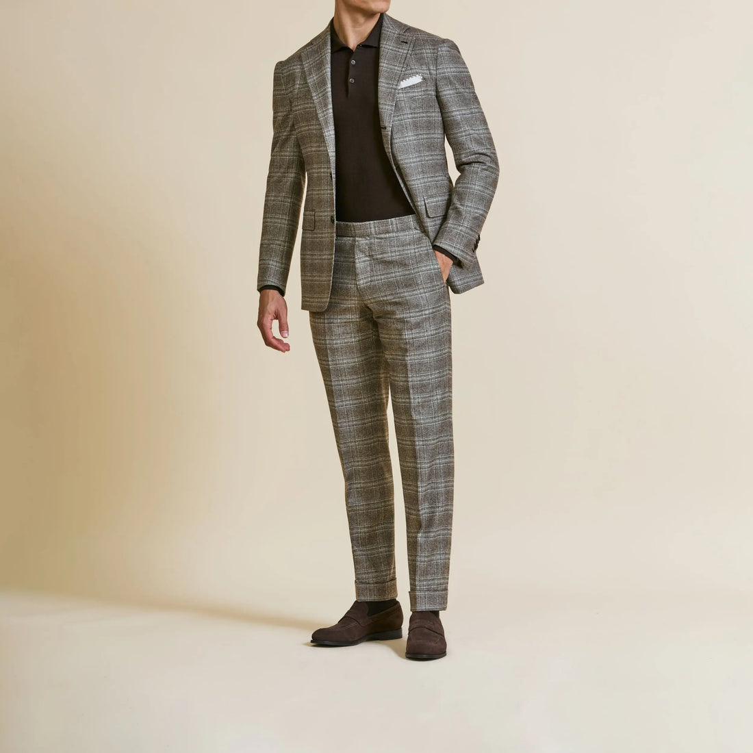 Suit - Loro Piana Cedar Brown Wool-Cashmere with Check 5924 OMJ Clothing