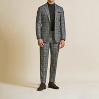 Suit - Chocolate Brown-Petrol Wool-Cashmere Glencheck 5925 OMJ Clothing