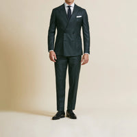 Suit - Loro Piana Dark Green Wool Glencheck with Blue Overcheck 5931 OMJ Clothing