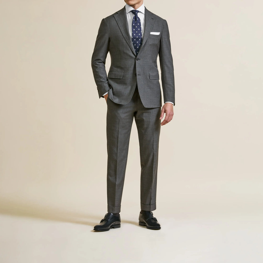 Suit - Loro Piana Anthracite Stretch Wool Sharkskin with Check 5937 OMJ Clothing