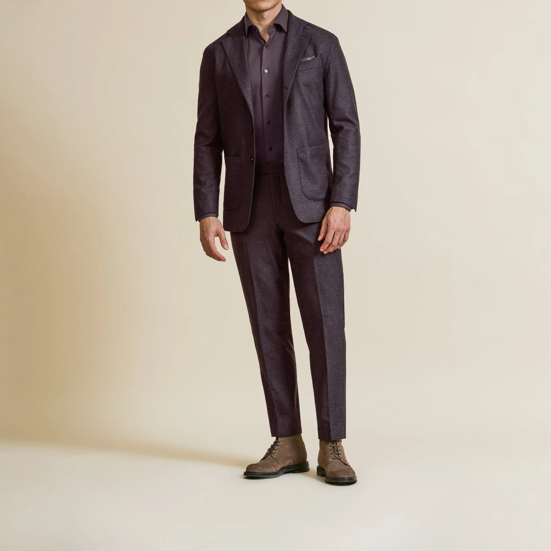 Suit - Loro Piana Merlot Stretch Wool Blend Flannel 5946 OMJ Clothing