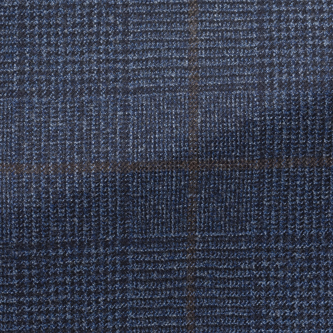Suit - Loro Piana Storm Blue Natural Stretch s120 Wool Glencheck with Coffee Brown Overcheck 5959 OMJ Clothing