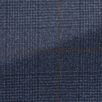 Suit - Loro Piana Storm Blue Natural Stretch s120 Wool Glencheck with Coffee Brown Overcheck 5959 OMJ Clothing