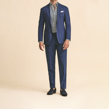 Sport Coat - Blue Stretch Wool-Silk-Linen Plain Weave Fabric by Loro Piana 6006