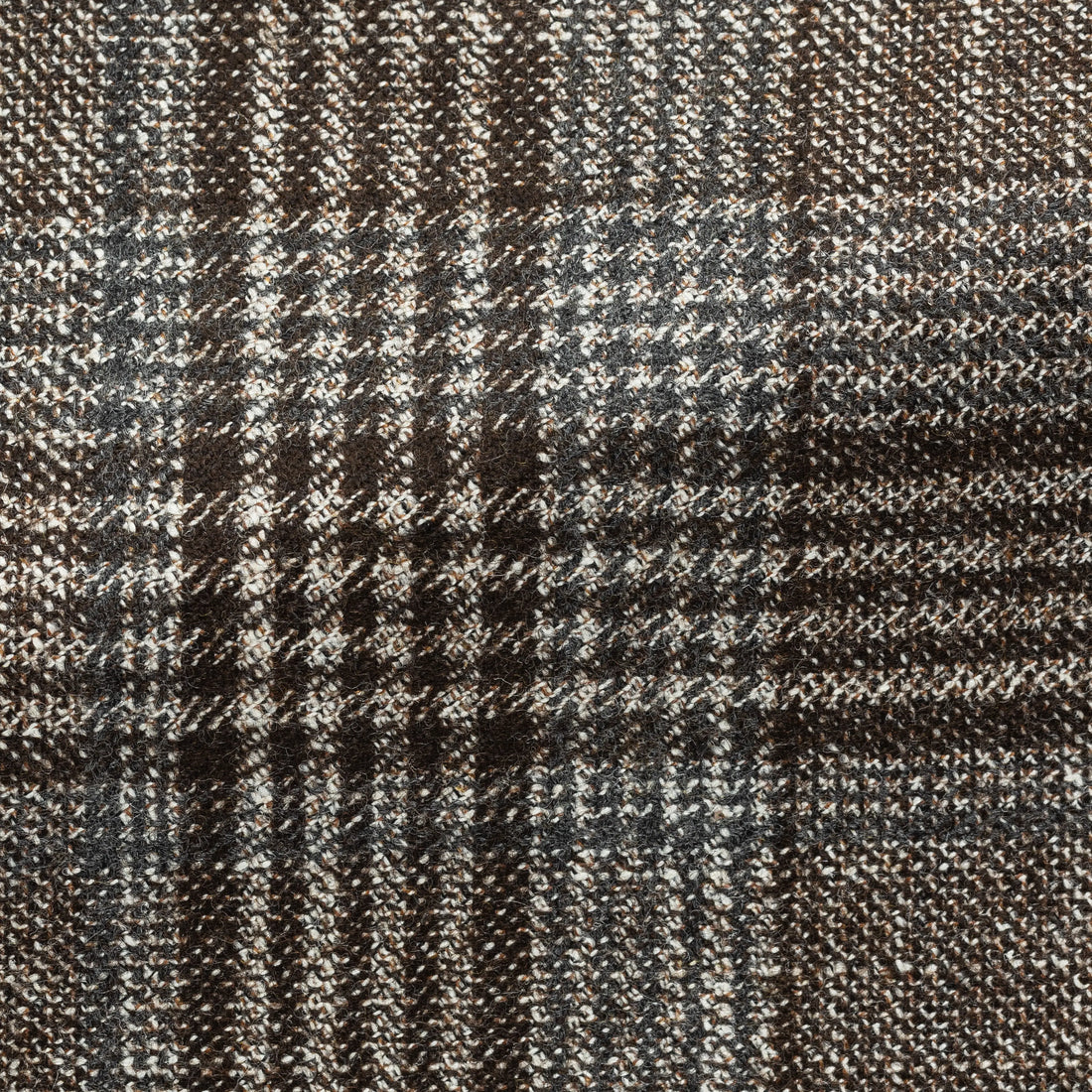 Sport Coat - Loro Piana Dark Brown Wool-Silk Cashmere Glencheck with Grey Windowpane 9062 OMJ Clothing