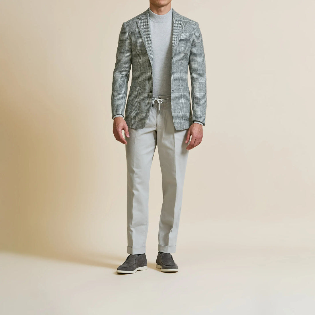 Sport Coat - Light Wool-Alpaca Blend with Prince of Wales Check 9065 OMJ Clothing