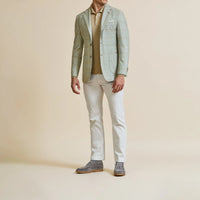 Sport Coat -  Light Grey Wool Hounds tooth with Camel Windowpane 9068 OMJ Clothing