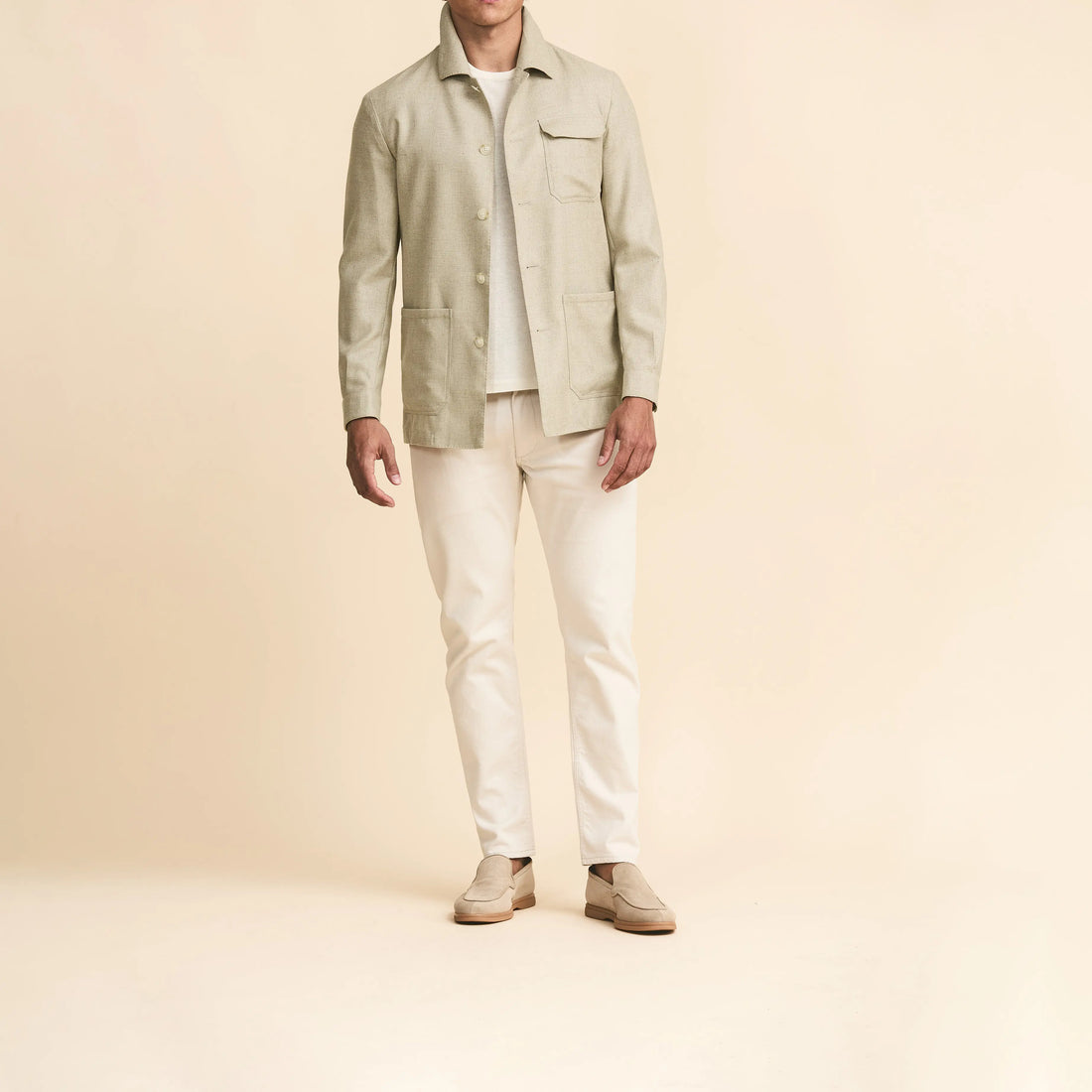 Sport Coat - Ivory Silk-Wool Basketwave 9098 OMJ Clothing