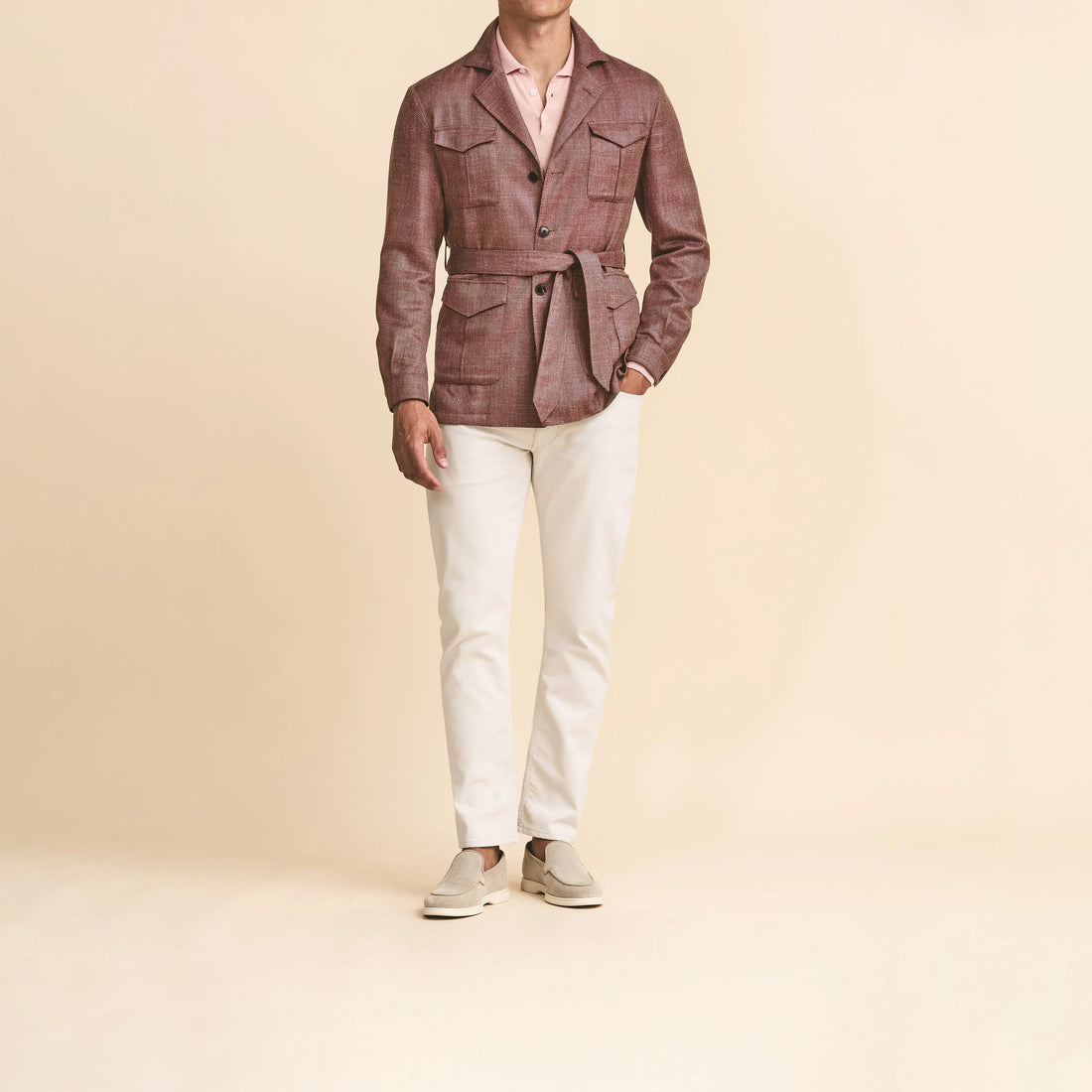 Sport Coat - Plum Wool-Silk-Linen Herringbone 9114 OMJ Clothing