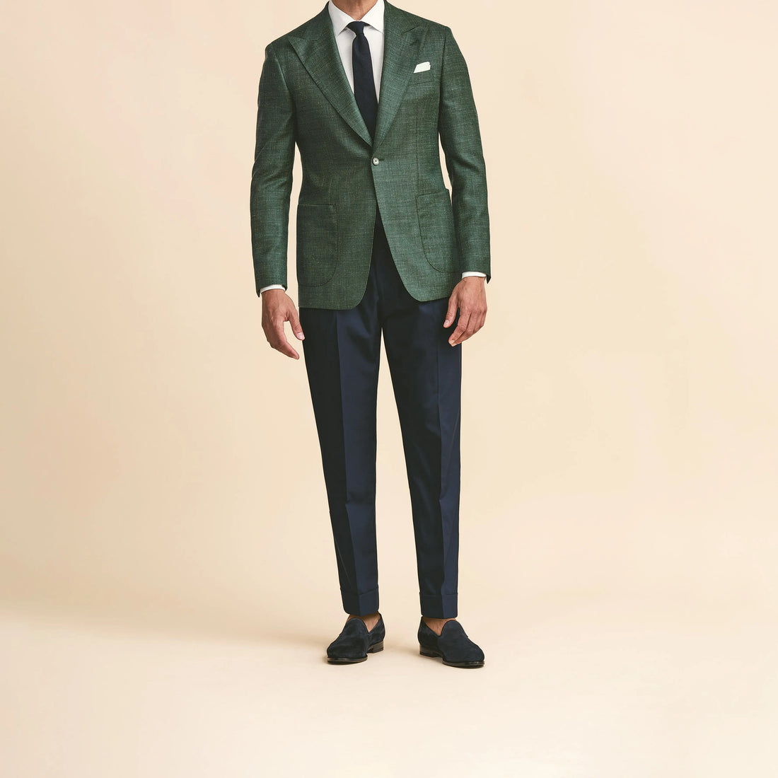 Sport Coat - Bottle Green Wool-Silk-Linen Open Weave by Loro Piana 9120 OMJ Clothing
