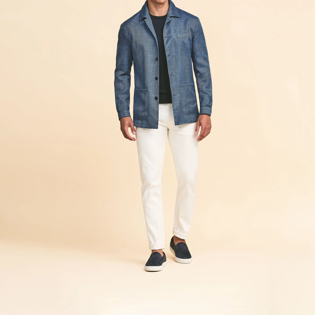 Sport Coat - Cobalt Wool-Silk-Linen Herringbone 9126 OMJ Clothing