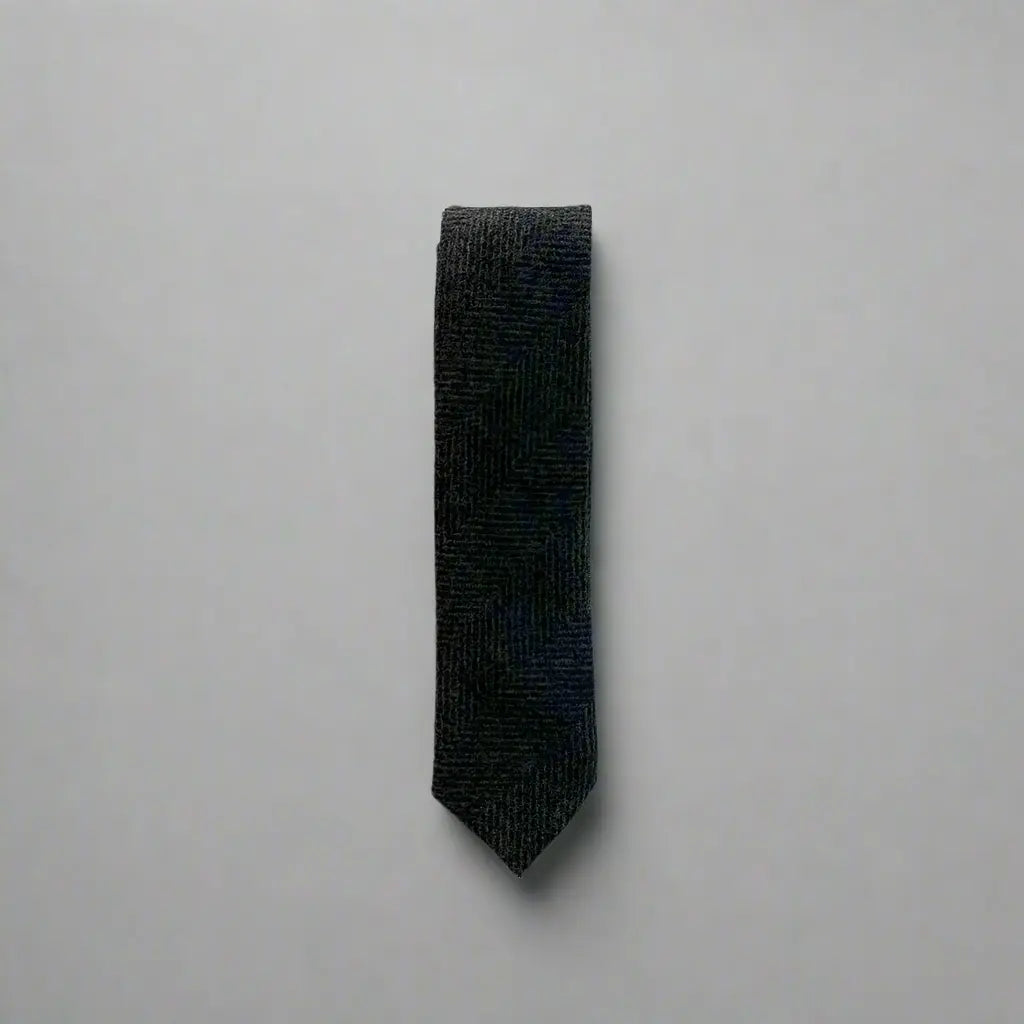 Dark Grey Large Herringbone Tie OMJ Clothing