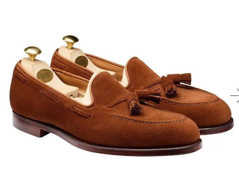 Crockett & Jones Cavendish Brown Suede Loafer with Tassle OMJ Clothing