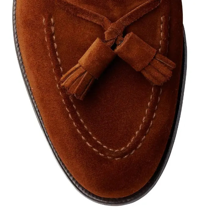 Crockett & Jones Cavendish Brown Suede Loafer with Tassle OMJ Clothing
