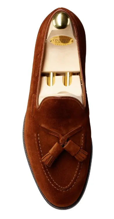 Crockett & Jones Cavendish Brown Suede Loafer with Tassle OMJ Clothing