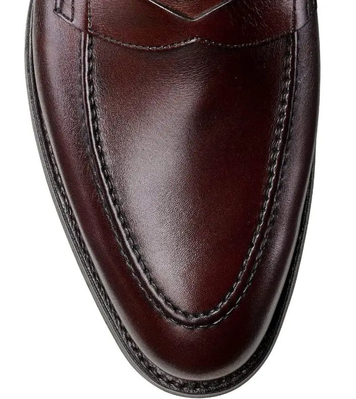 Crockett & Jones Sydney Penny Loafer in Dark Brown Burnished Calf OMJ Clothing