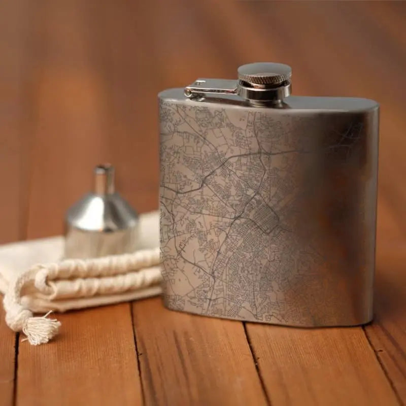 Charlotte NC Map Hip Flask JACE.design