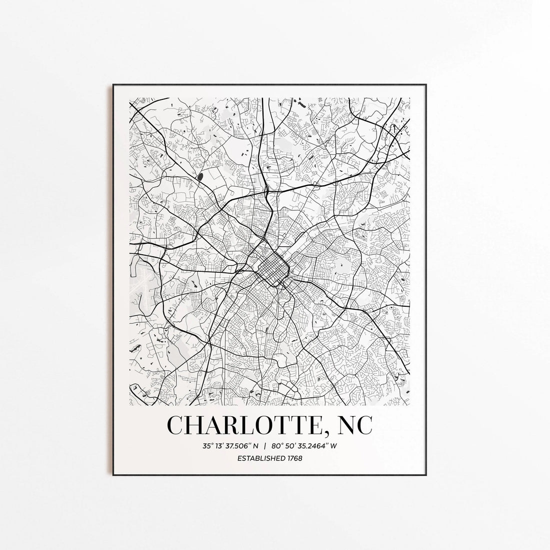 Charlotte, NC City Map Print Paper & Wit