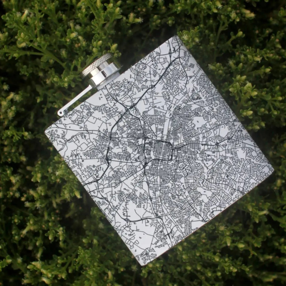Charlotte NC Map Hip Flask in Matte White JACE.design