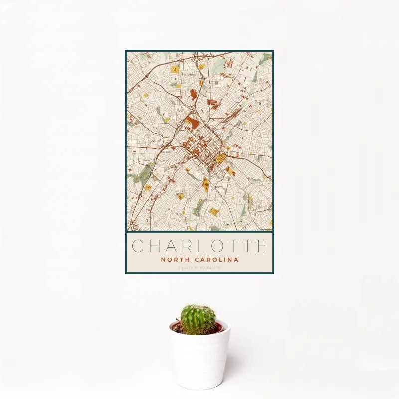 Charlotte NC Map Print Woodblock JACE.design