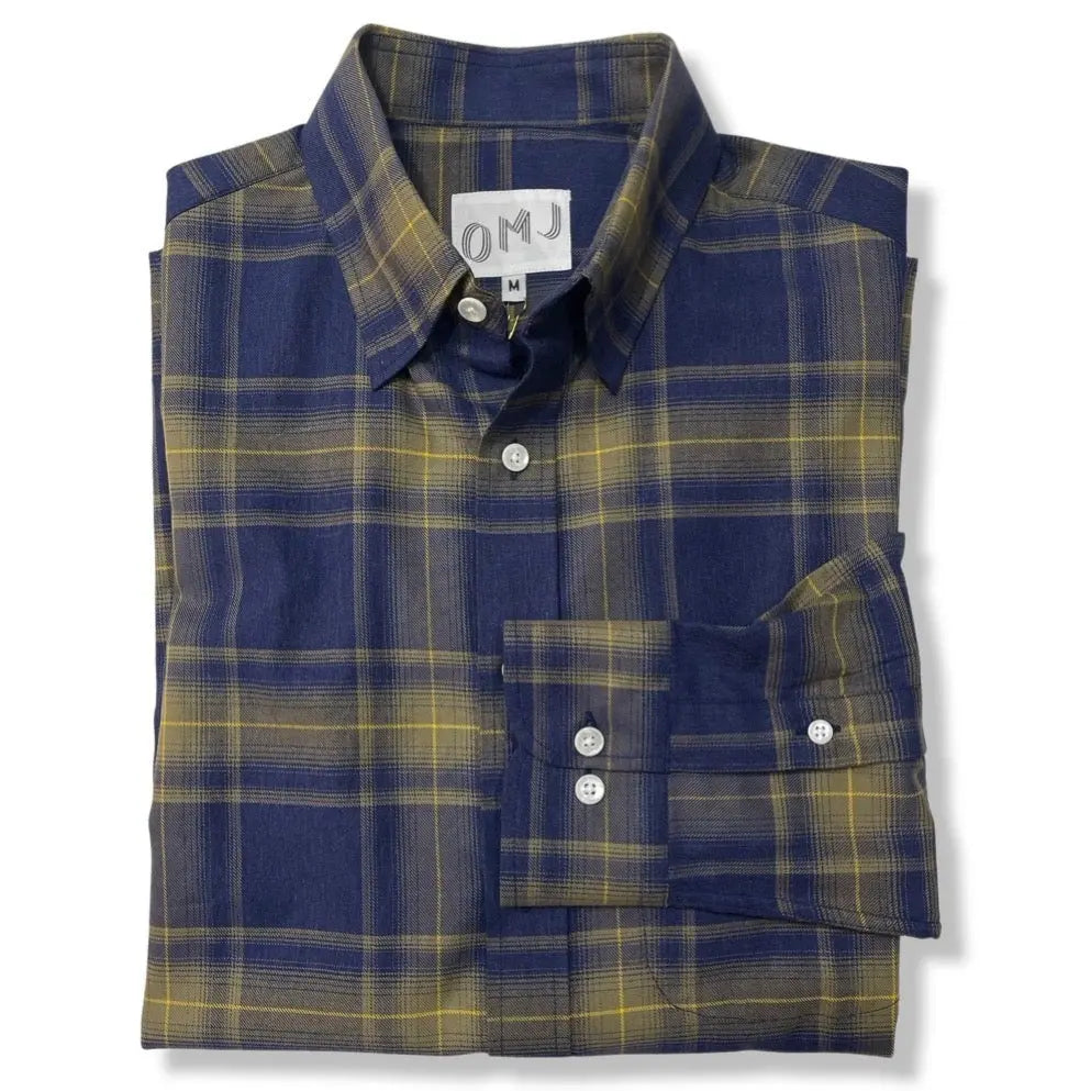 Blue and Gold Plaid Button Down OMJ Clothing
