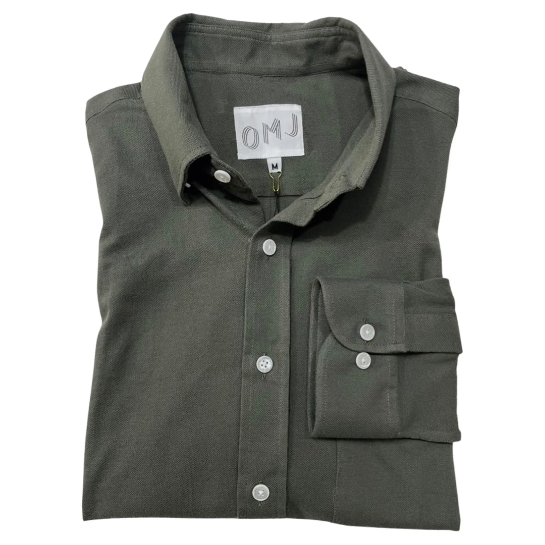 The Military Green Knit Button Down OMJ Clothing